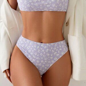 NWOT: SHEIN Swim Bikini Bottom - Purple Floral